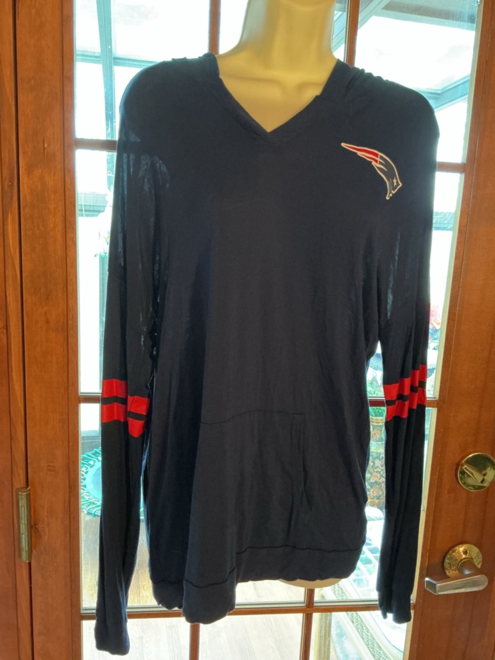 NFL New England Patriots Juniors Blue Hooded Long Sleeve Top